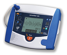 Samaritan® AED (Automatic External Defibrillator) for trained rescuers such as medical and rescue professionals - has large ECG display, rechargeable battery,  manual override